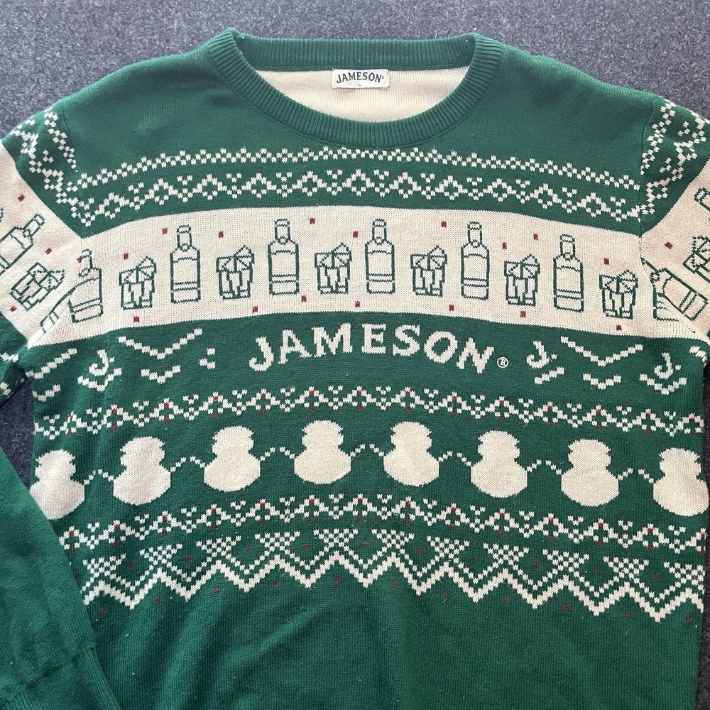 Jameson Festive Holiday Crew Neck‎ Green Fair Isle Christmas Sweater Men's Large